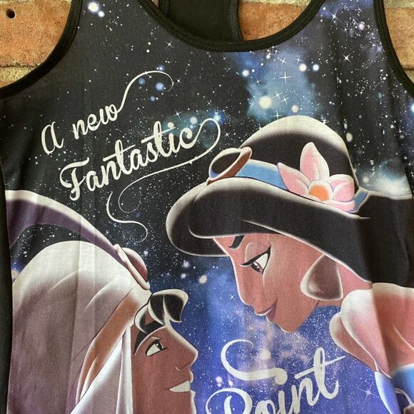 Disney Aladdin A Whole New Worls Aladdin and Jasmine Racerback Tank Black Small - Picture 3 of 5